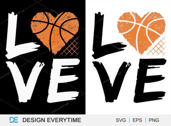 Love Typography with Basketball Vector Graphics