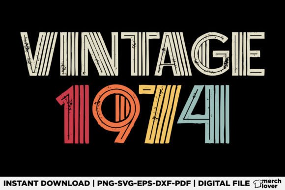 Vintage 1974 Birthday T-Shirt Graphics