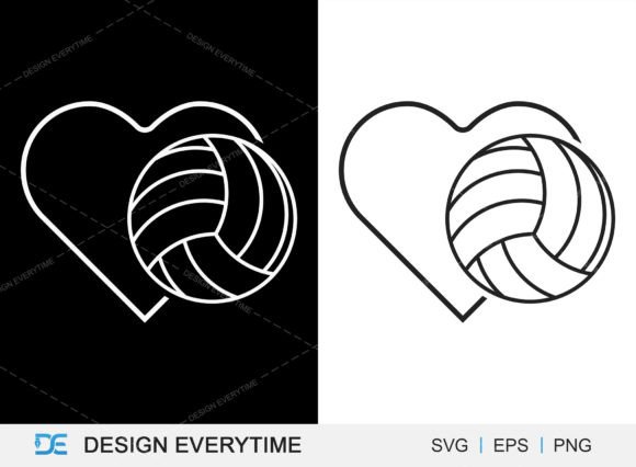 Volleyball with Heart Shape SVG Graphics